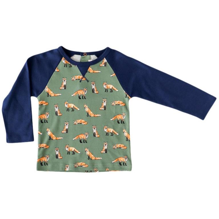 Green Fox Raglan Shirt - HoneyBug