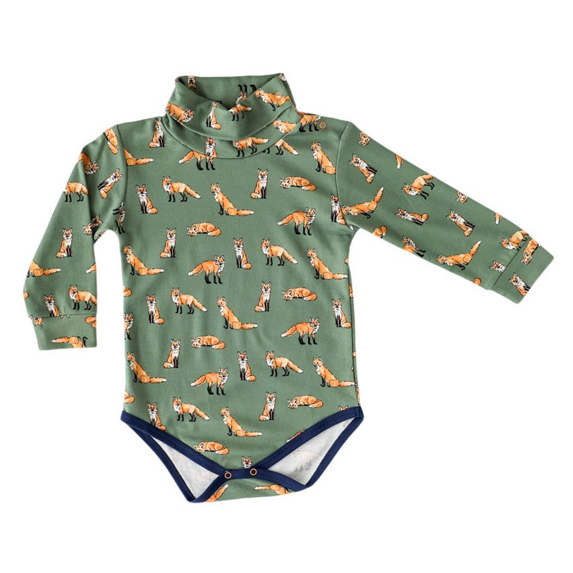 Green Fox Turtleneck Onesie - HoneyBug