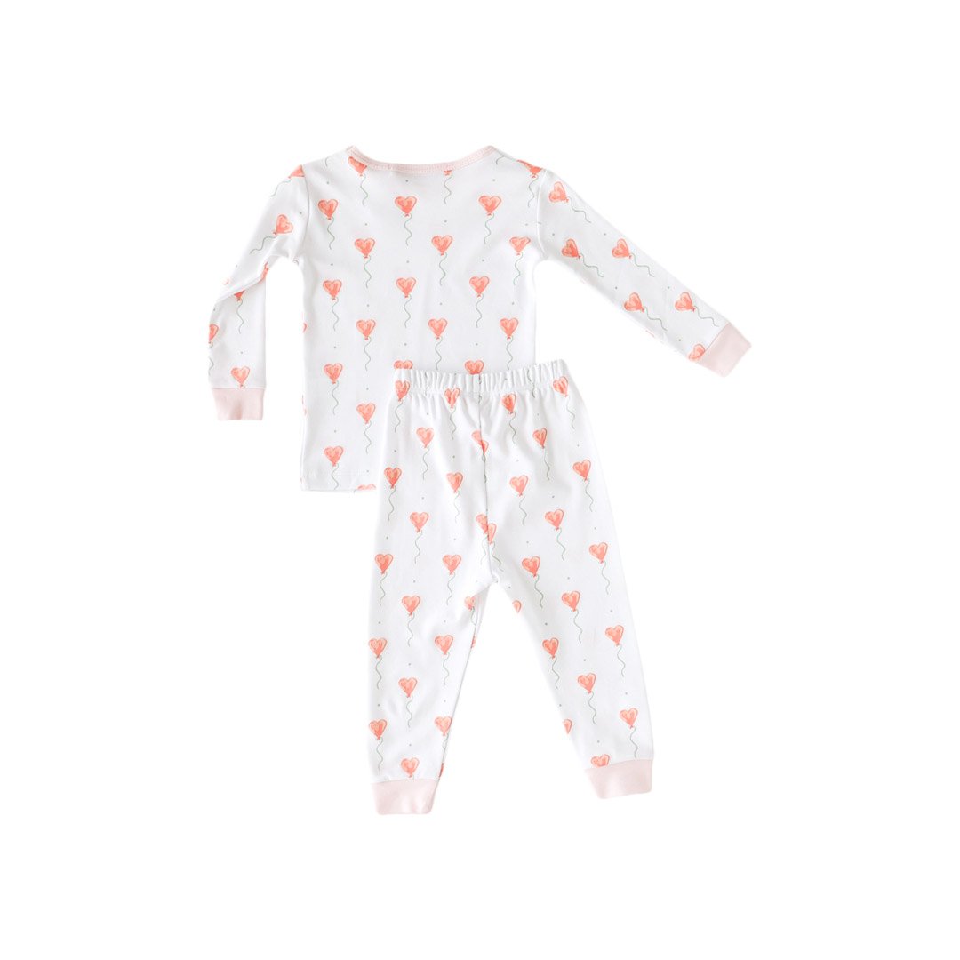 White Heart Balloon Pajama Set - HoneyBug