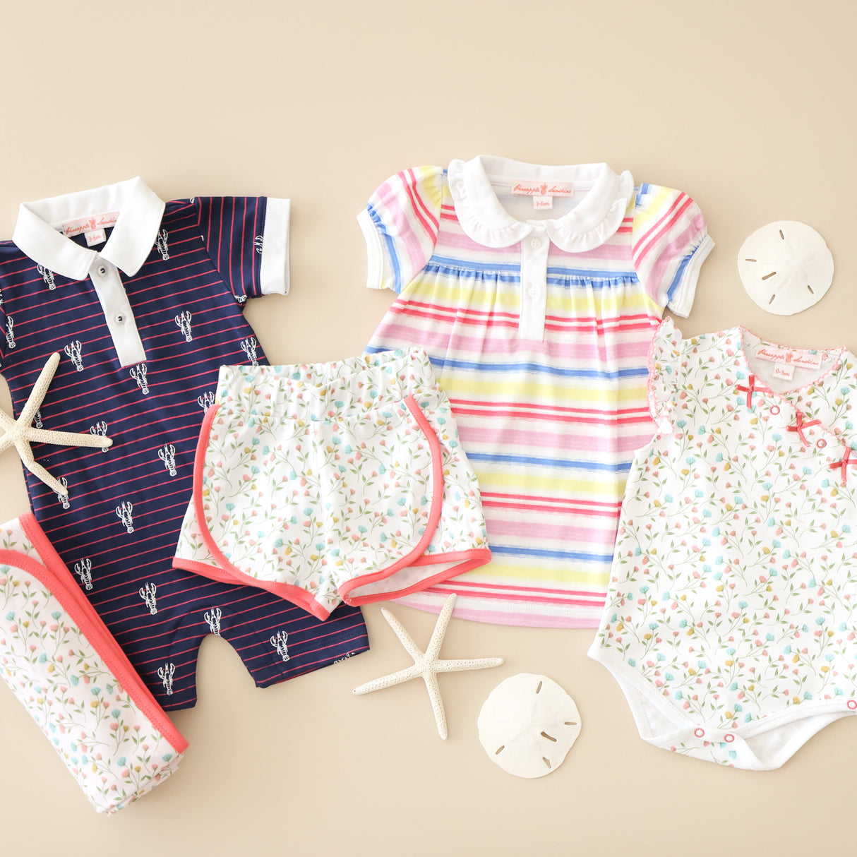 Lobster Stripe Romper - HoneyBug