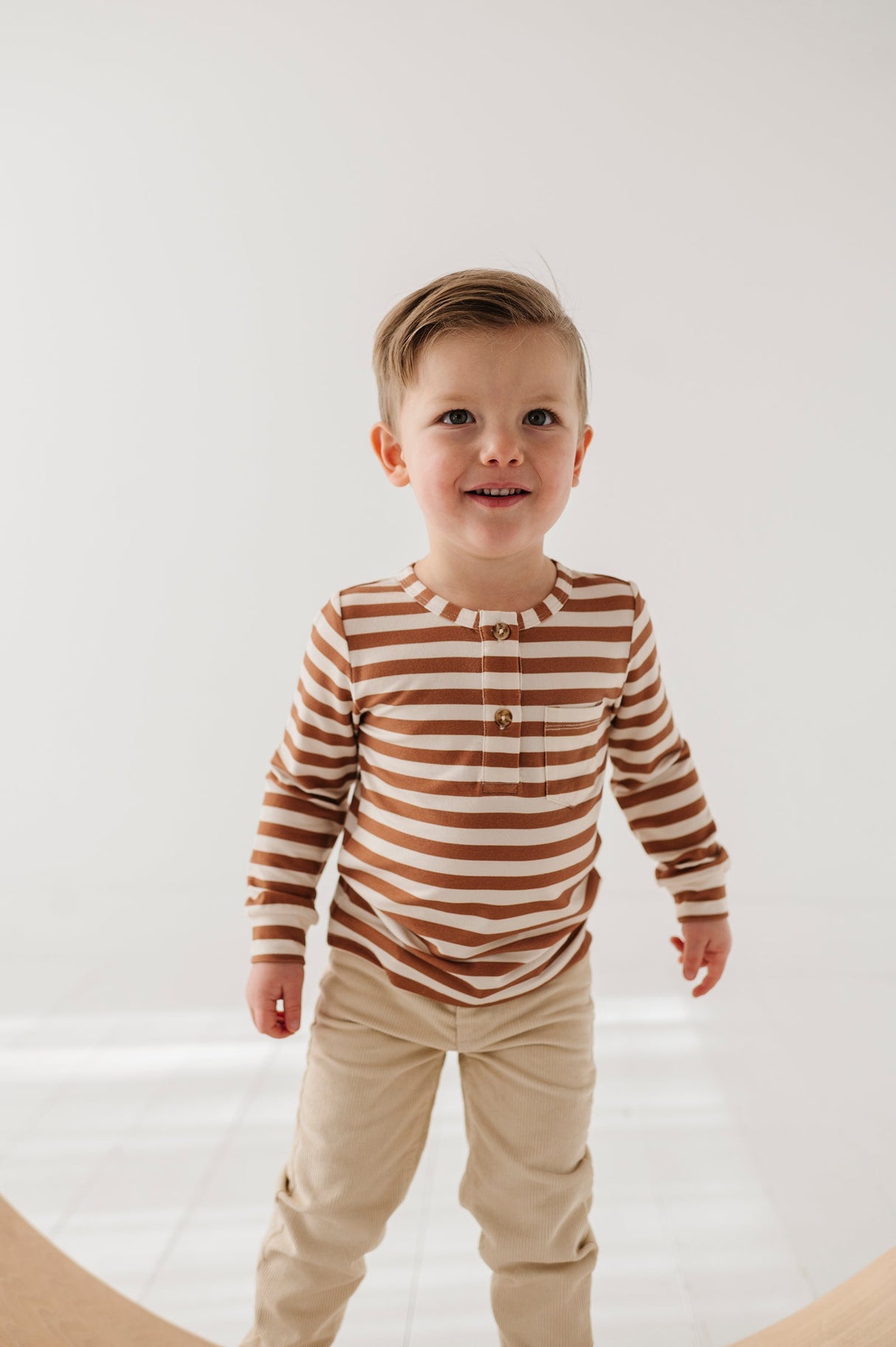 Boy's Long Sleeve Henley Shirt - HoneyBug