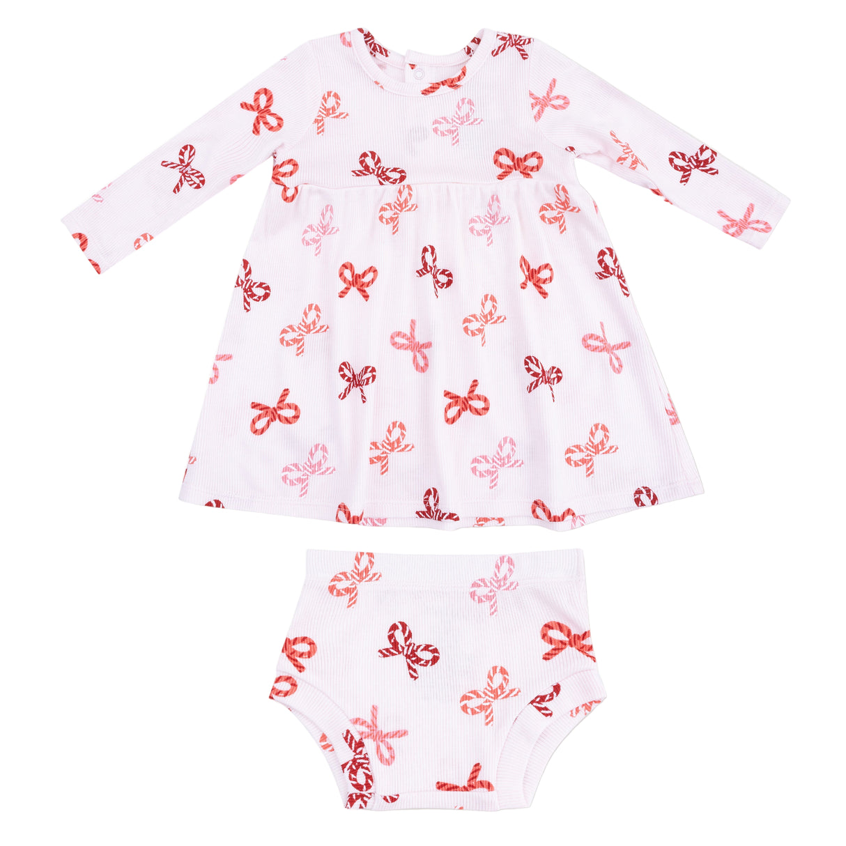Candy Cane Bows - Simple Dress + Bloomer - HoneyBug