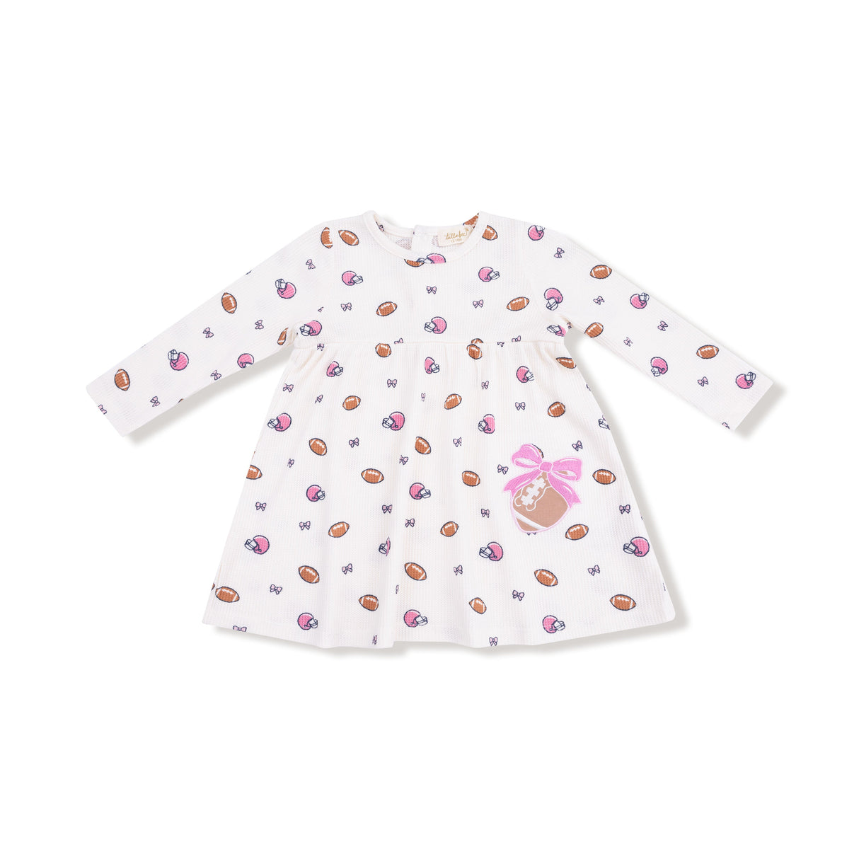 Simple Dress + Bloomer - Footballs and Bows - HoneyBug