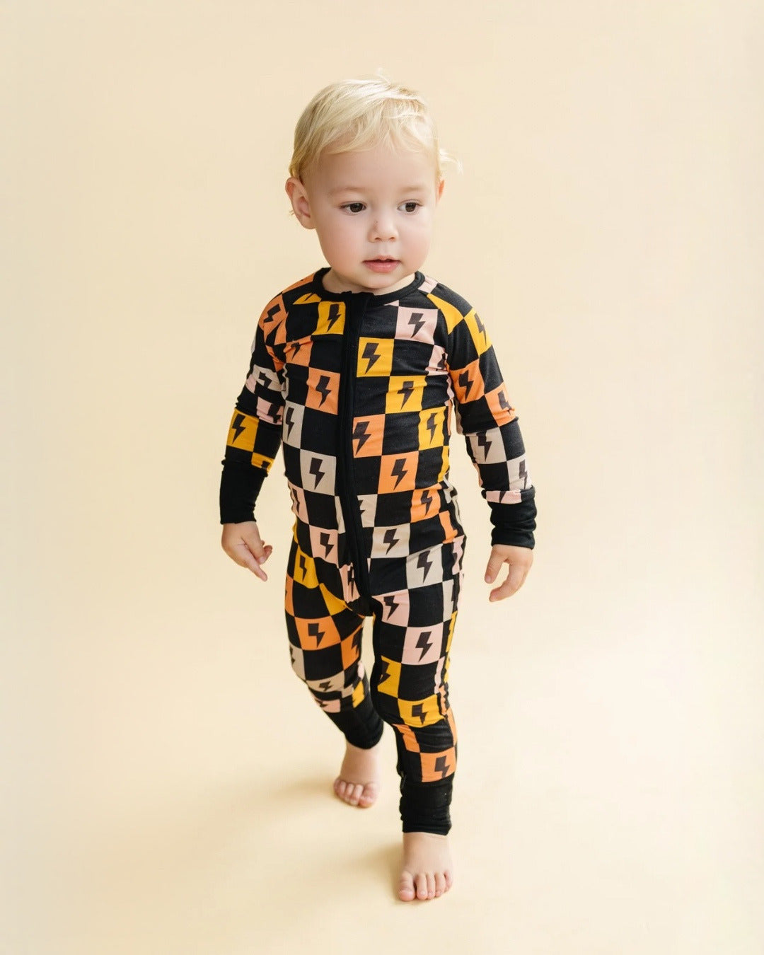 Bamboo Zip Romper | Colorful Checks & Bolts - HoneyBug