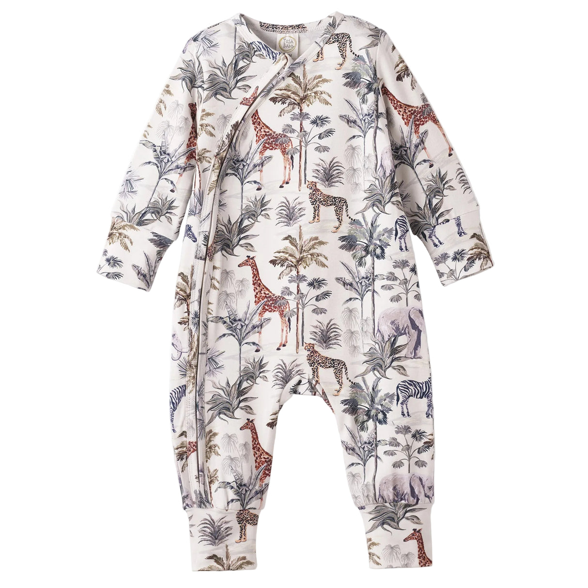 Jungle Safari Bamboo Zipper Romper with Convertible Cuffs