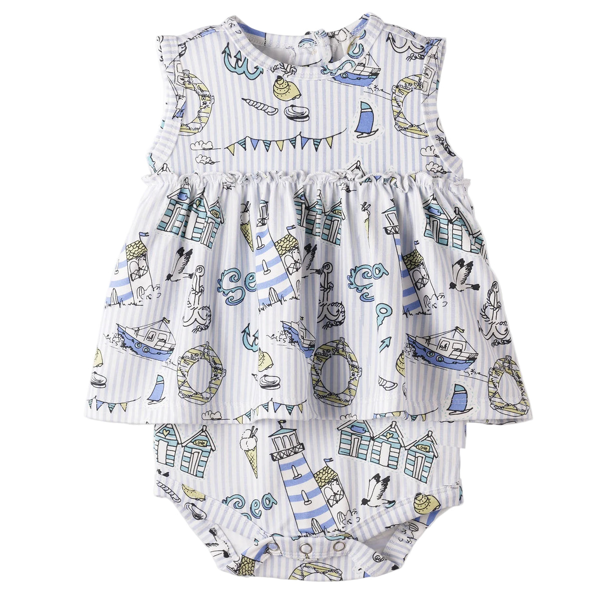 Seashore Skirted Bodysuit – Bamboo Baby Girl One-Piece
