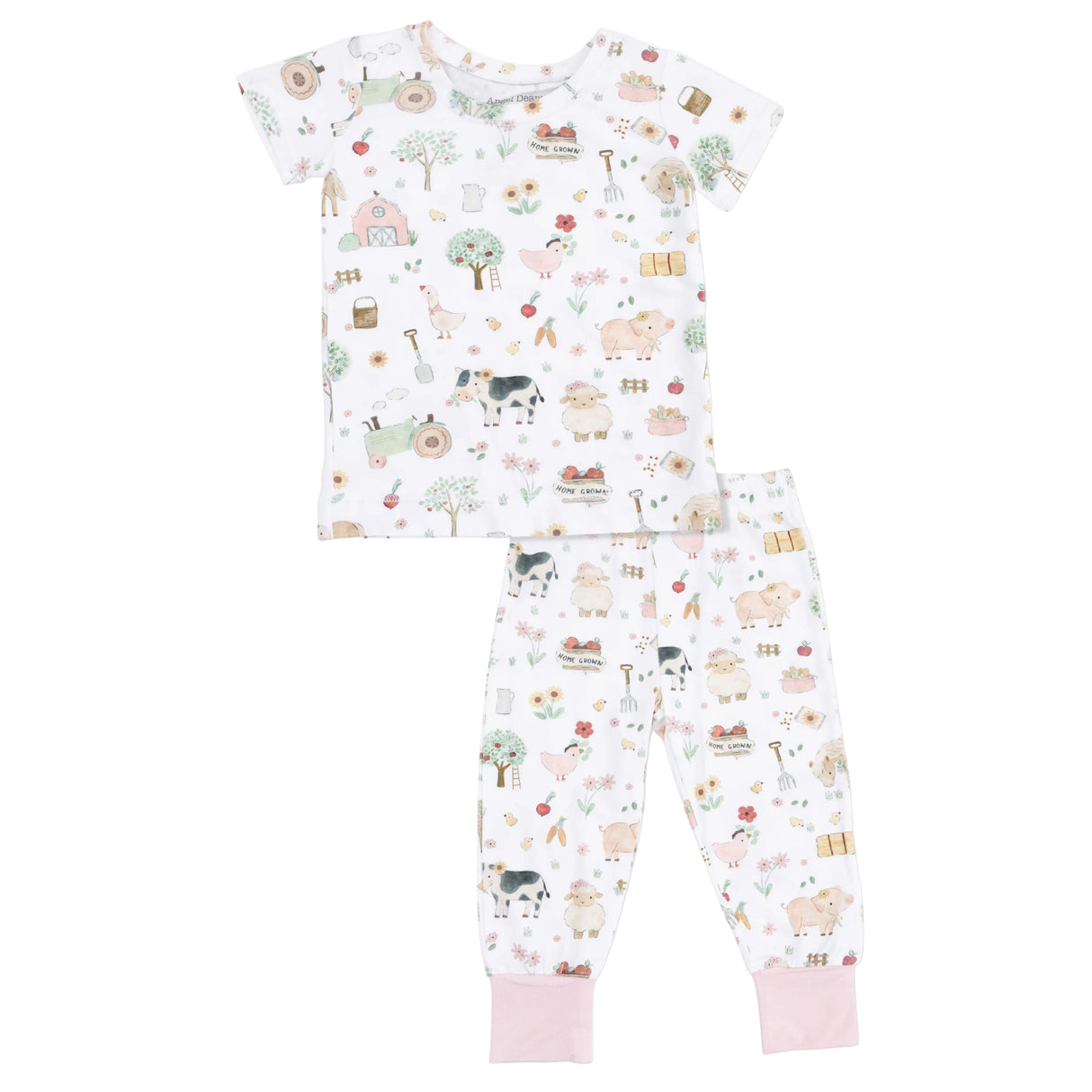 Cute Farm Animals Pink - Short Sleeve Loungewear Set