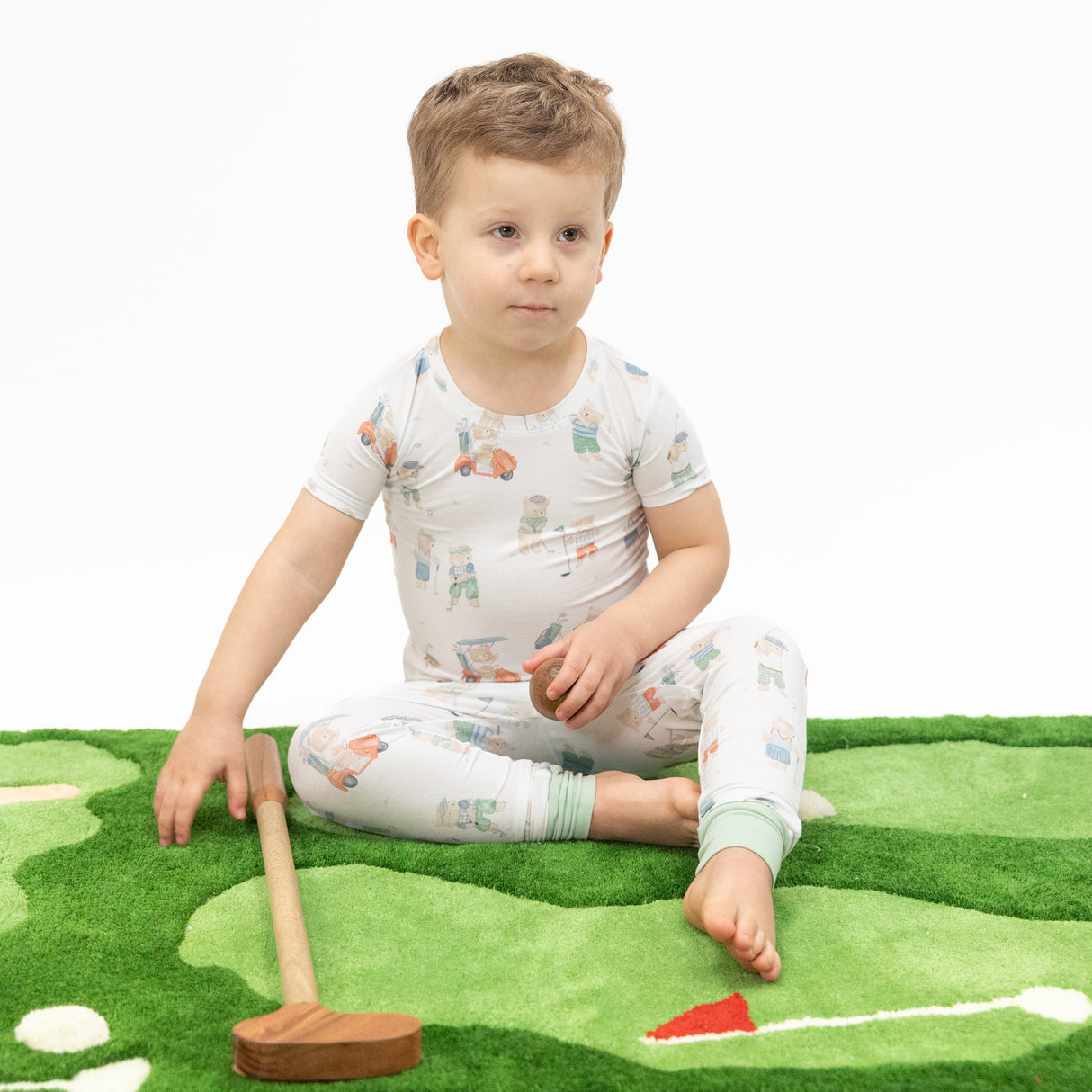 Golfing Teddy Bears - Short Sleeve Loungewear Set