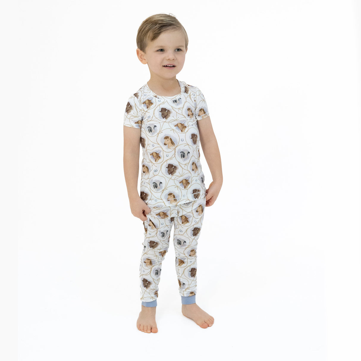 Farm Animals Rope Cameos Uni - Short Sleeve Loungewear Set