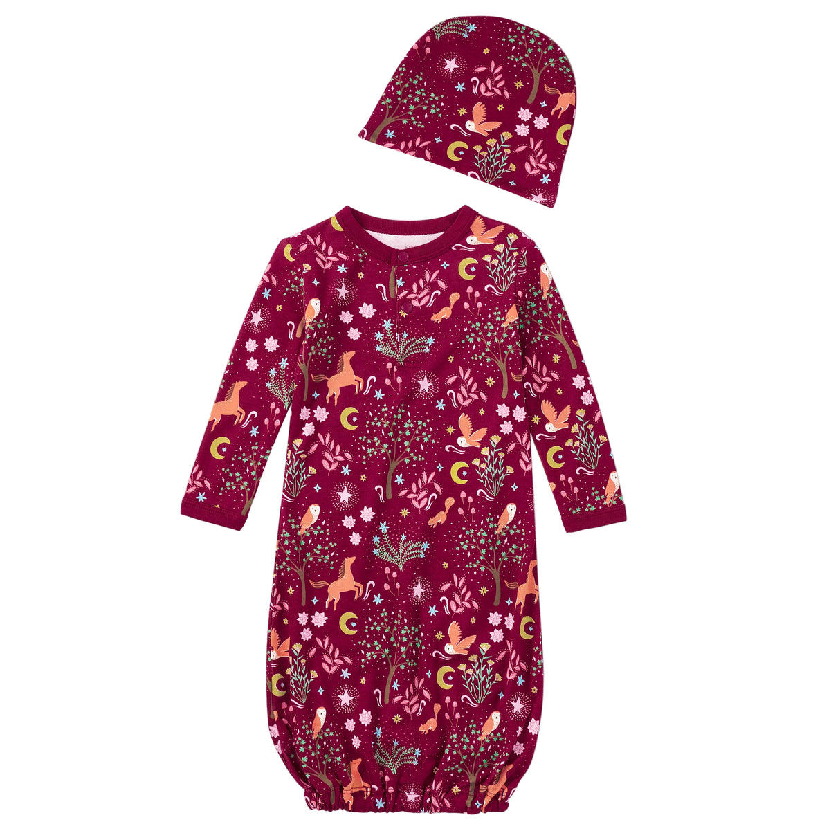 Bamboo Blend Hat & Sleepgown Set - Woodland Dreams