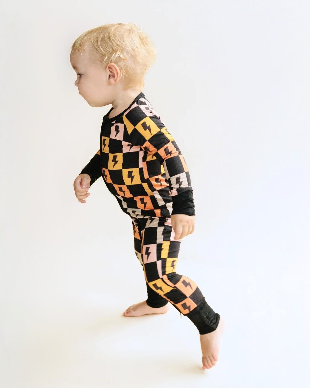 Bamboo Zip Romper | Colorful Checks & Bolts - HoneyBug