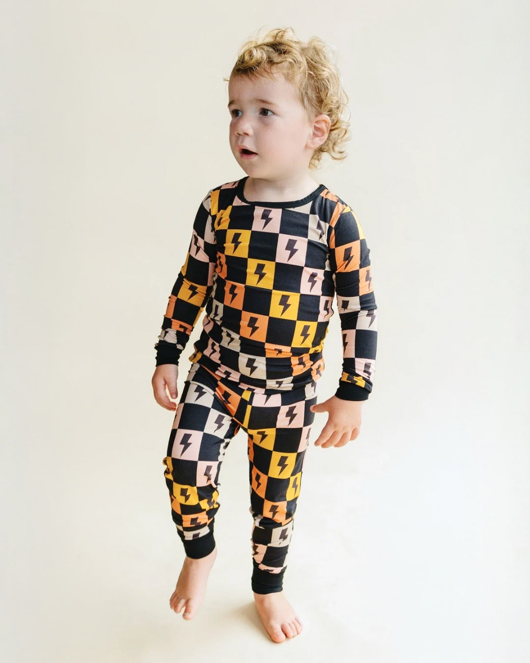 Bamboo Two Piece Set | Colorful Checks & Bolts - HoneyBug
