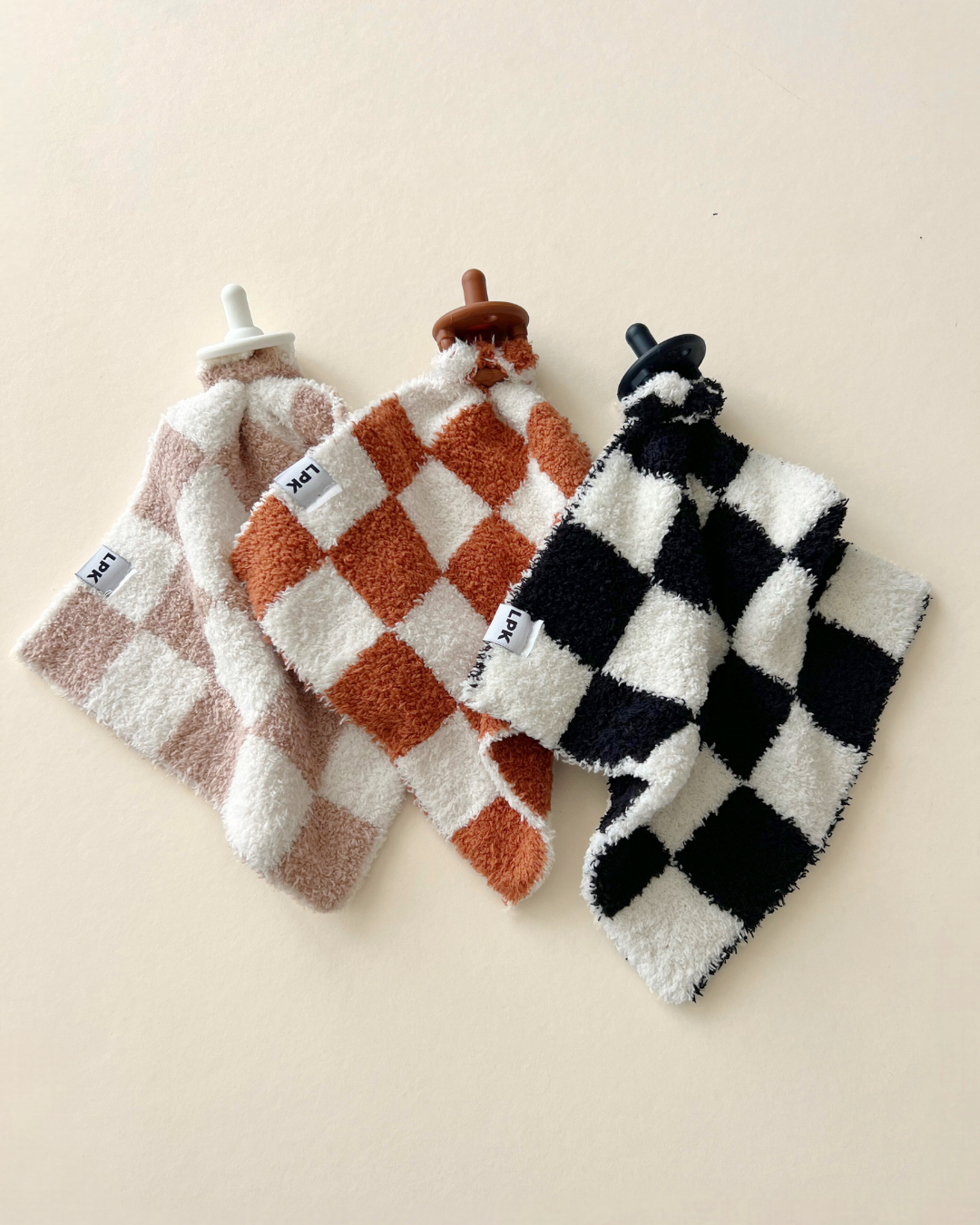 Checkered Plush Lovey | Copper - HoneyBug