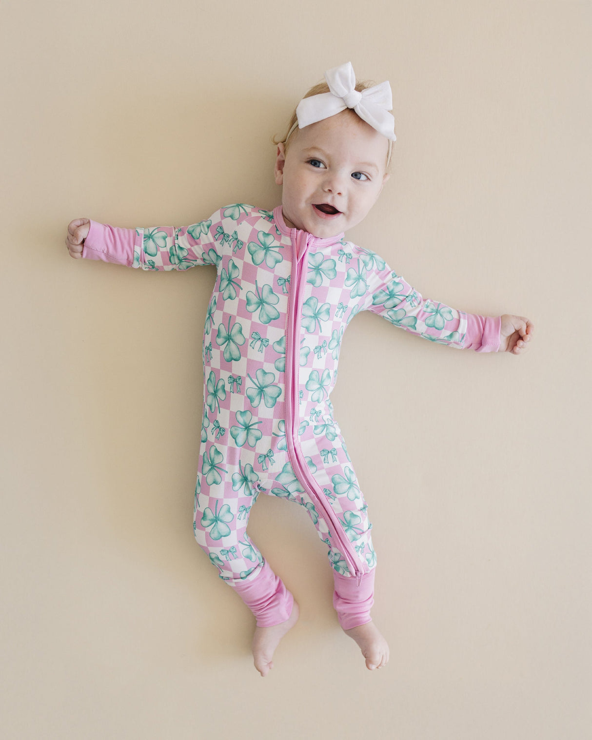 Bamboo Zip Romper | Shamrock & Bows - HoneyBug