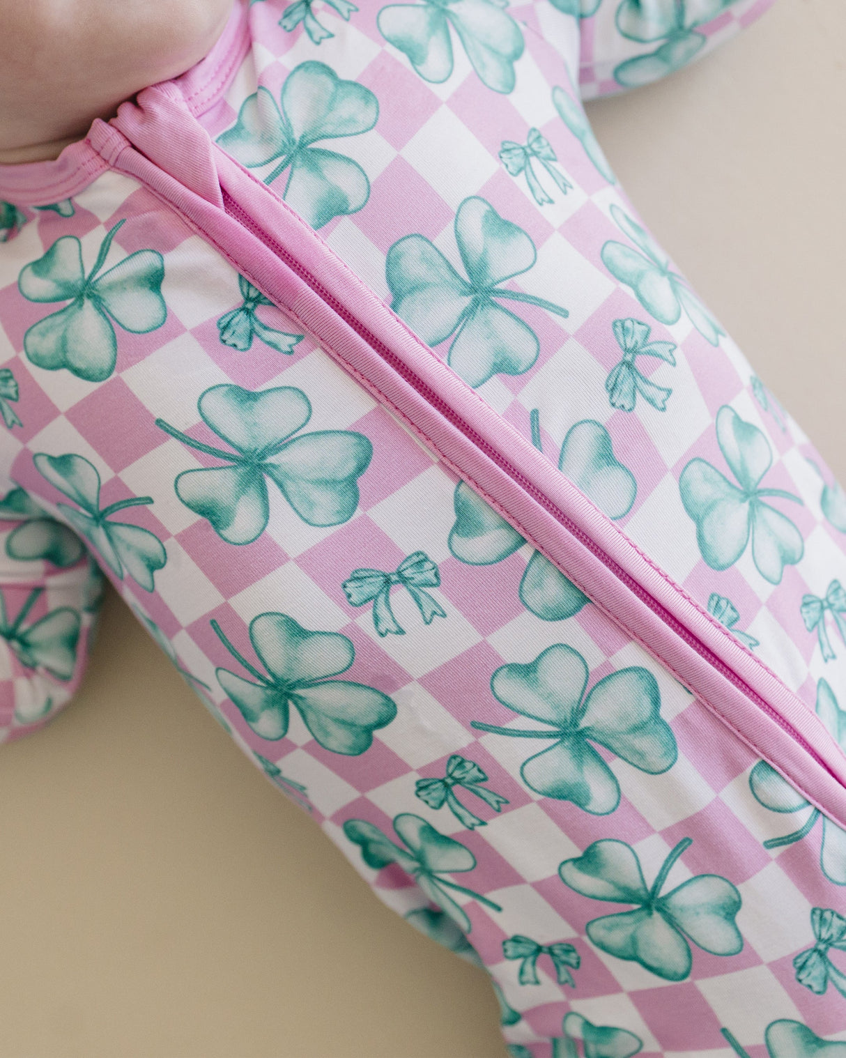 Bamboo Zip Romper | Shamrock & Bows - HoneyBug