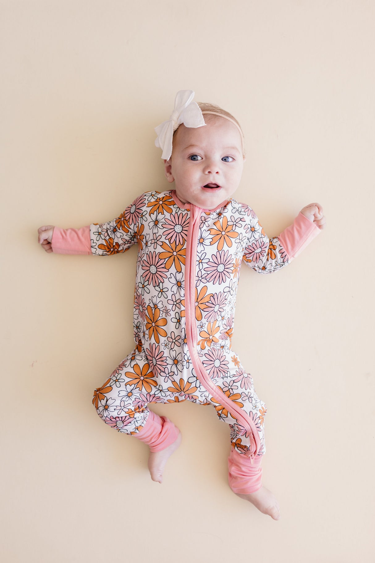 Bamboo Zip Romper | Retro Garden - HoneyBug