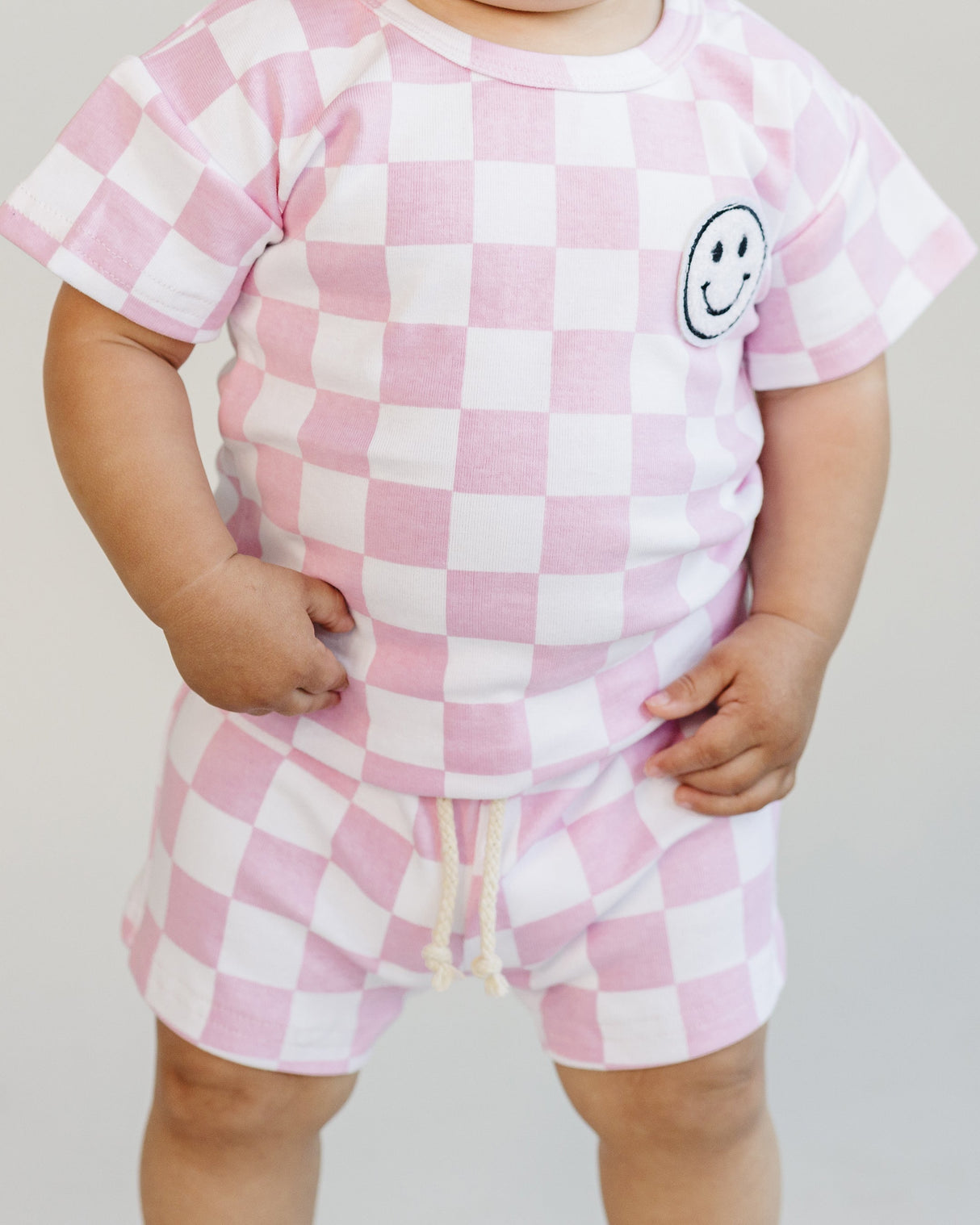 Checkered Shorts Set | Pink - HoneyBug