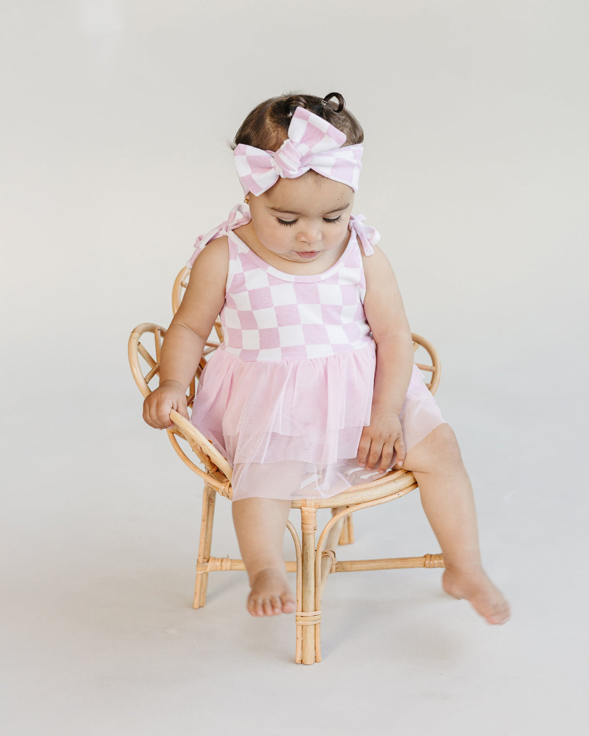 Tutu Romper | Checkered Pink - HoneyBug