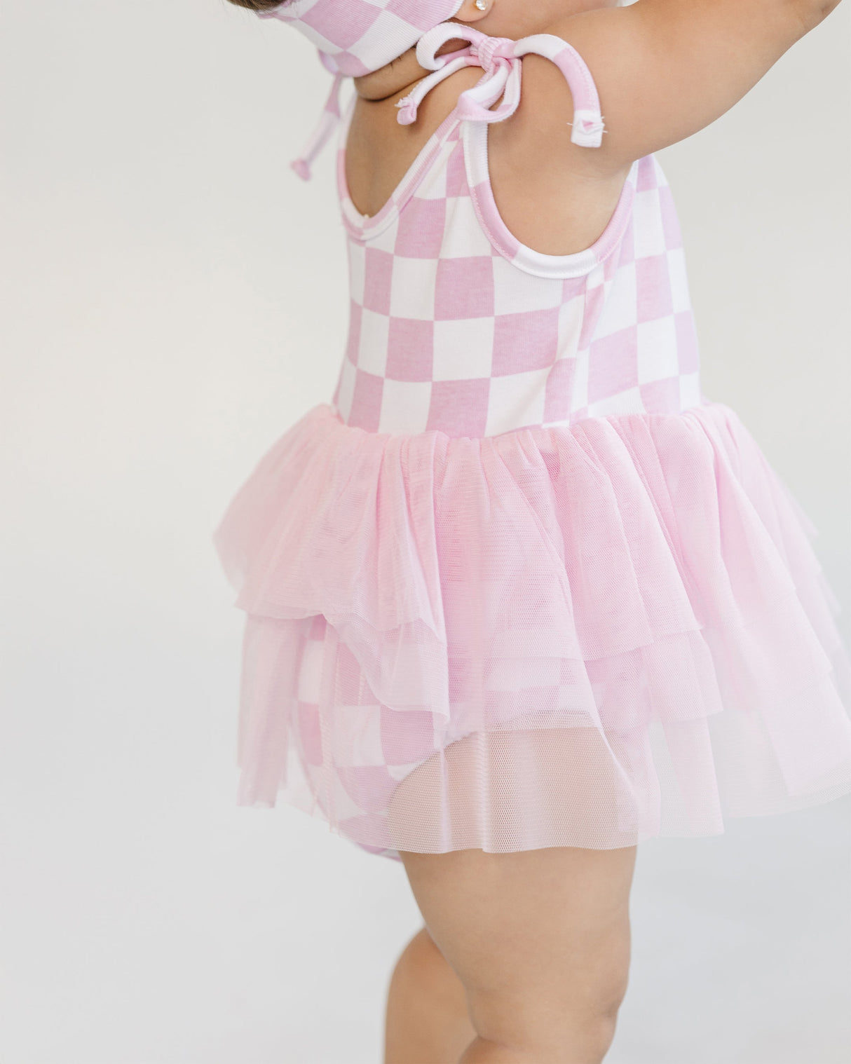 Tutu Romper | Checkered Pink - HoneyBug