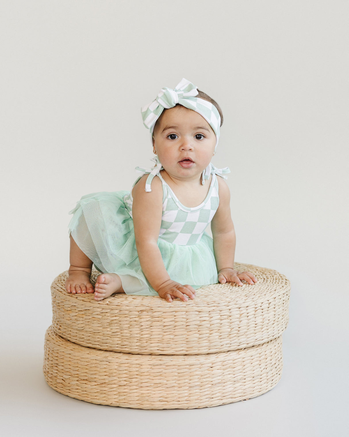 Tutu Romper | Checkered Mint - HoneyBug