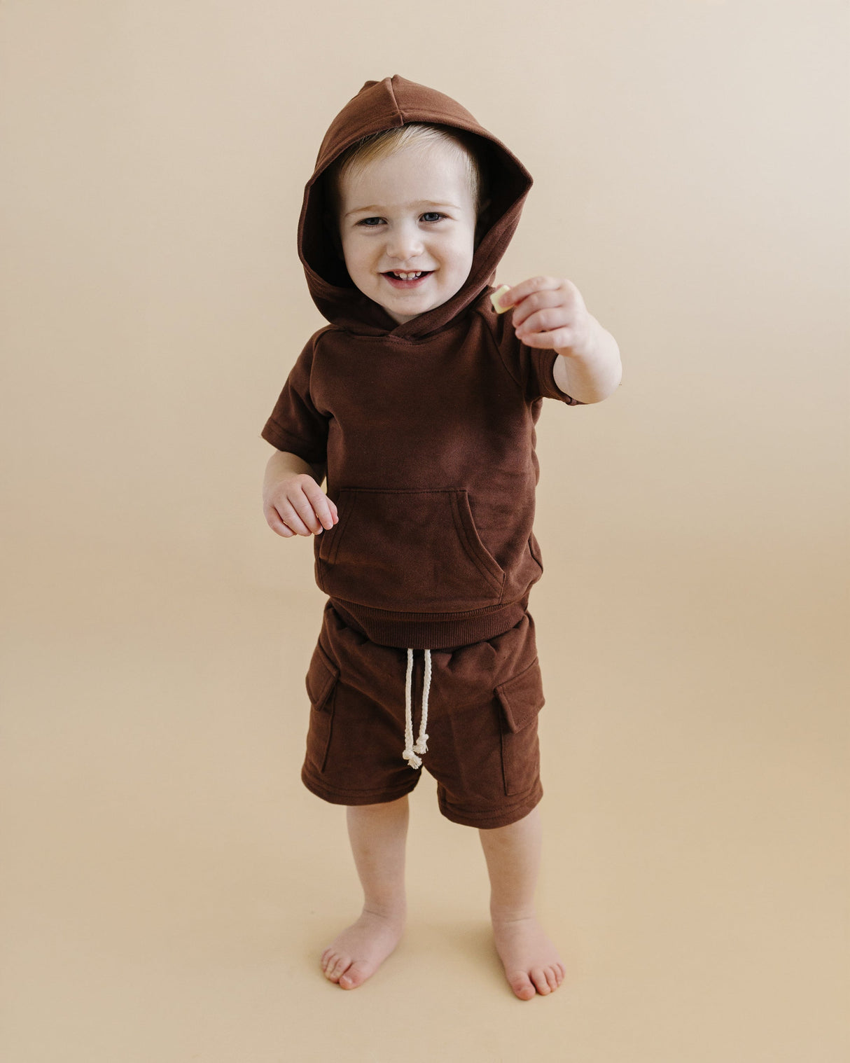 Terry Cargo Shorts Set | Chocolate - HoneyBug
