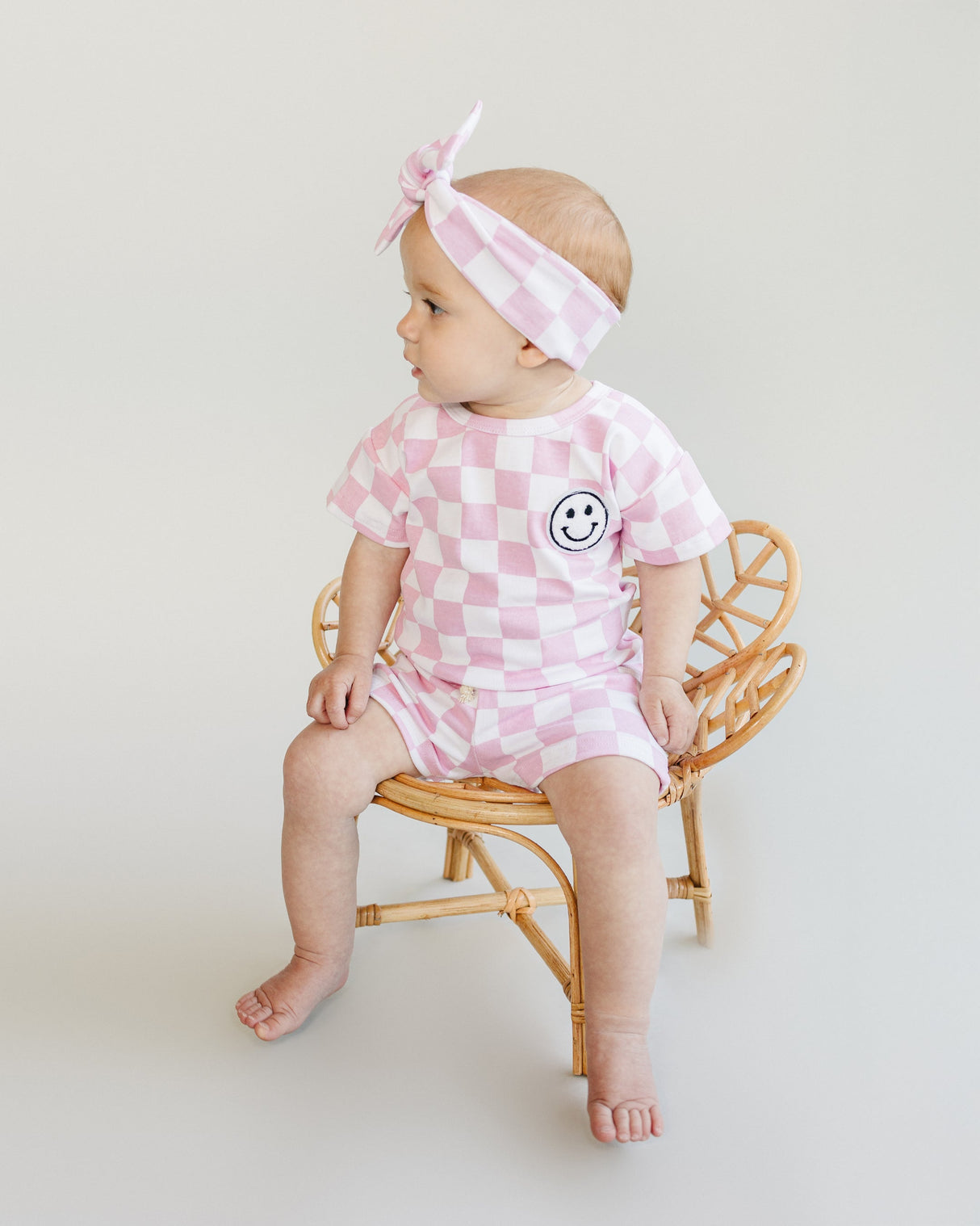 Checkered Shorts Set | Pink - HoneyBug