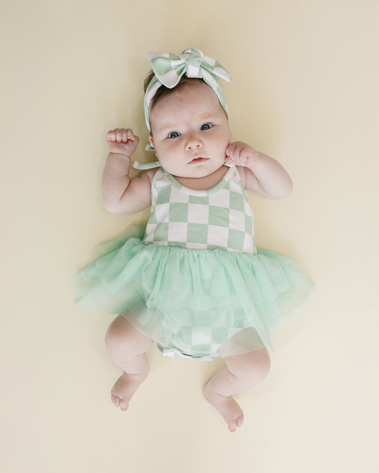 Tutu Romper | Checkered Mint - HoneyBug
