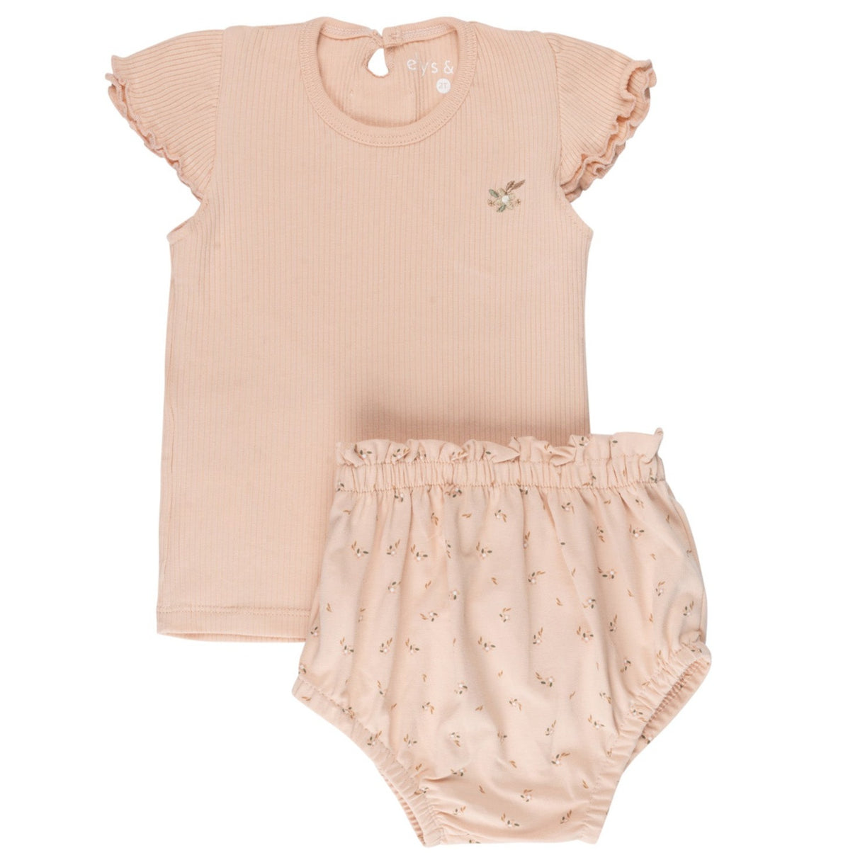 Cotton - Printed Floral - Tshirt & Bloomer - HoneyBug