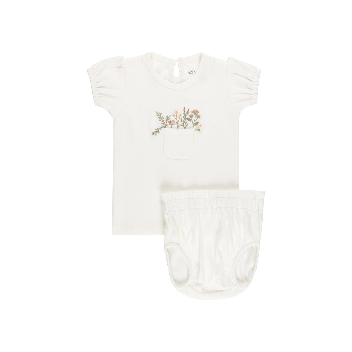 Cotton - Pocket Full of Flowers Collection Top + Bloomer - HoneyBug