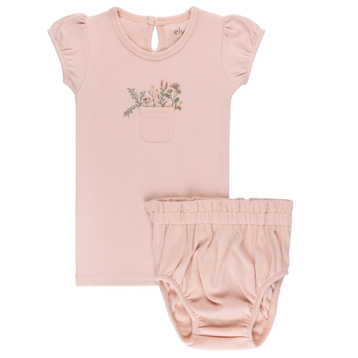 Cotton - Pocket Full of Flowers Collection Top + Bloomer - HoneyBug