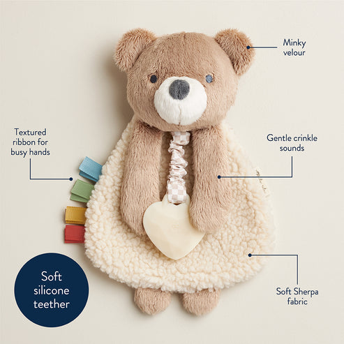 Itzy Lovey™ Plush and Teether Toy - Theo the Bear - HoneyBug