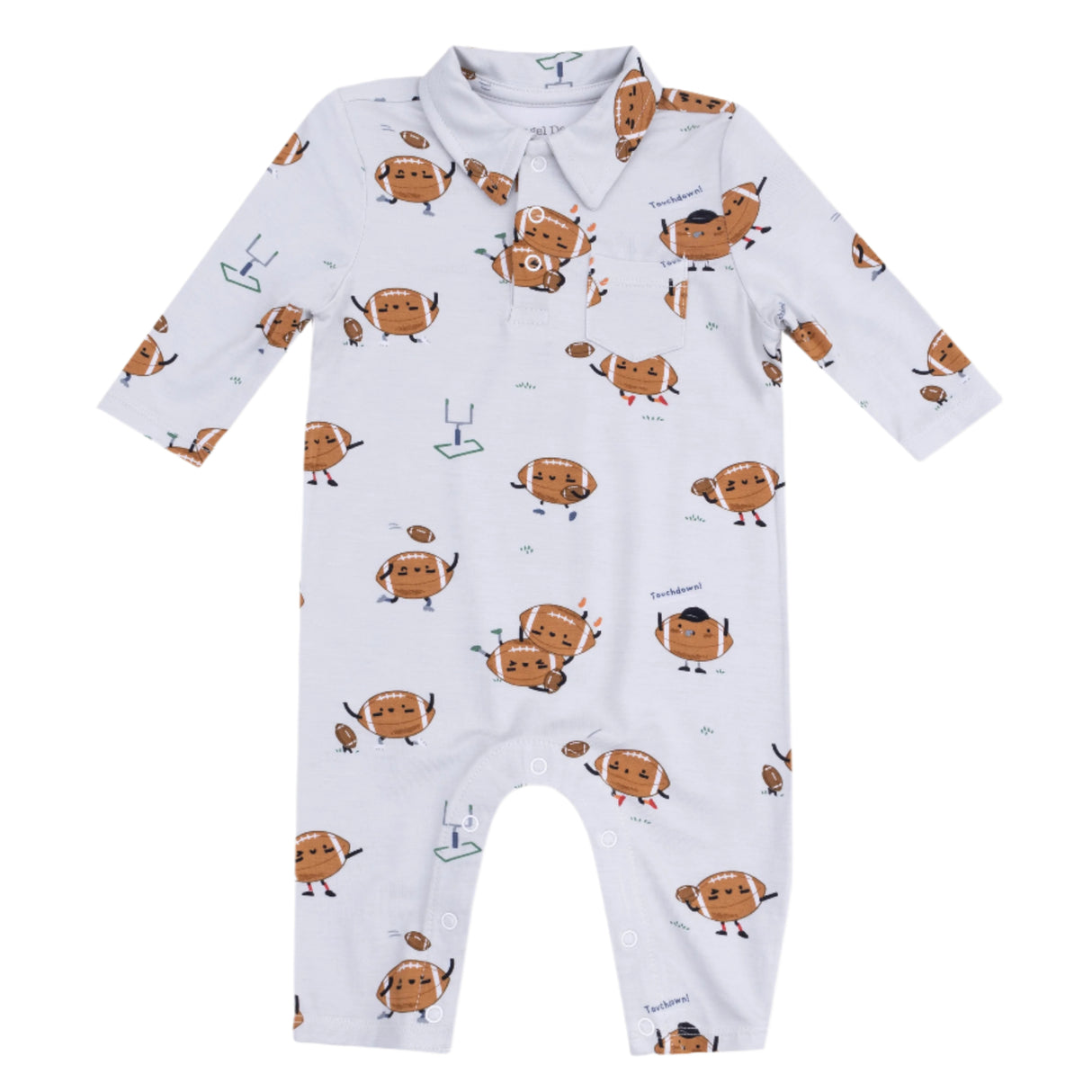 Polo Romper - Footballs Playing Football - HoneyBug