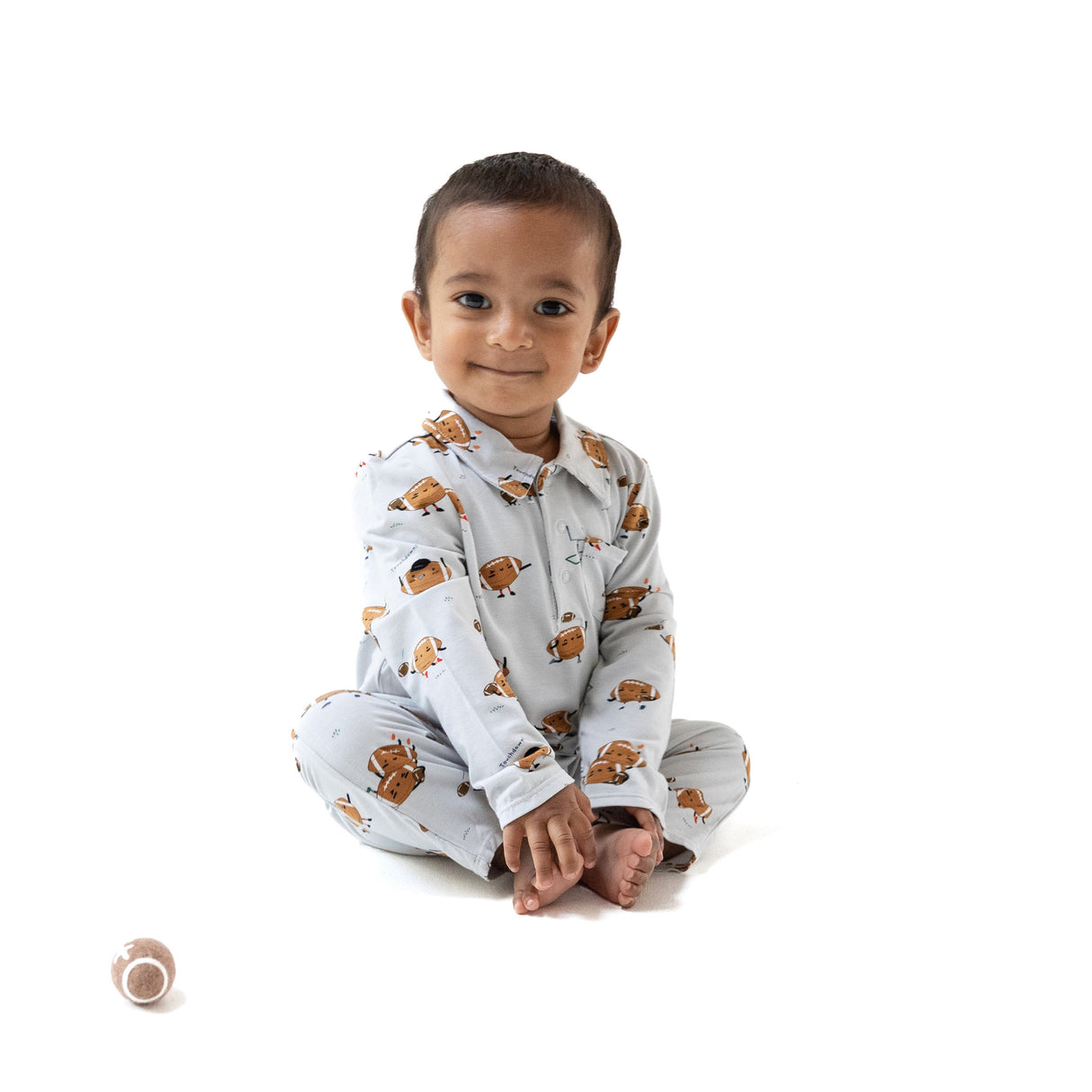 Polo Romper - Footballs Playing Football - HoneyBug