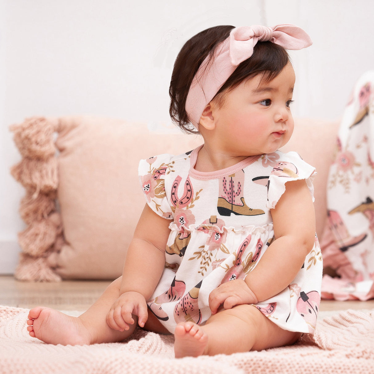 Cowgirl Boots Cotton Skirted Bodysuit - HoneyBug