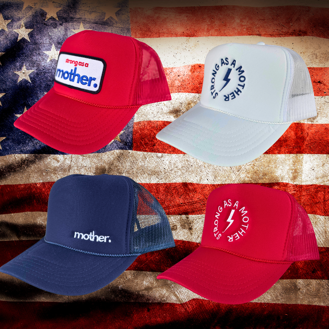 Strong as a mother™ Embroidered Trucker Hat - White - HoneyBug