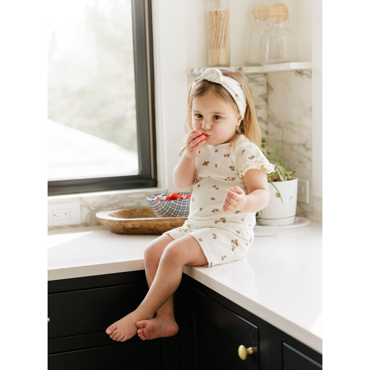 Ribbed Cotton - Raspberries Collection - Short Sleeve Lounge Set - HoneyBug