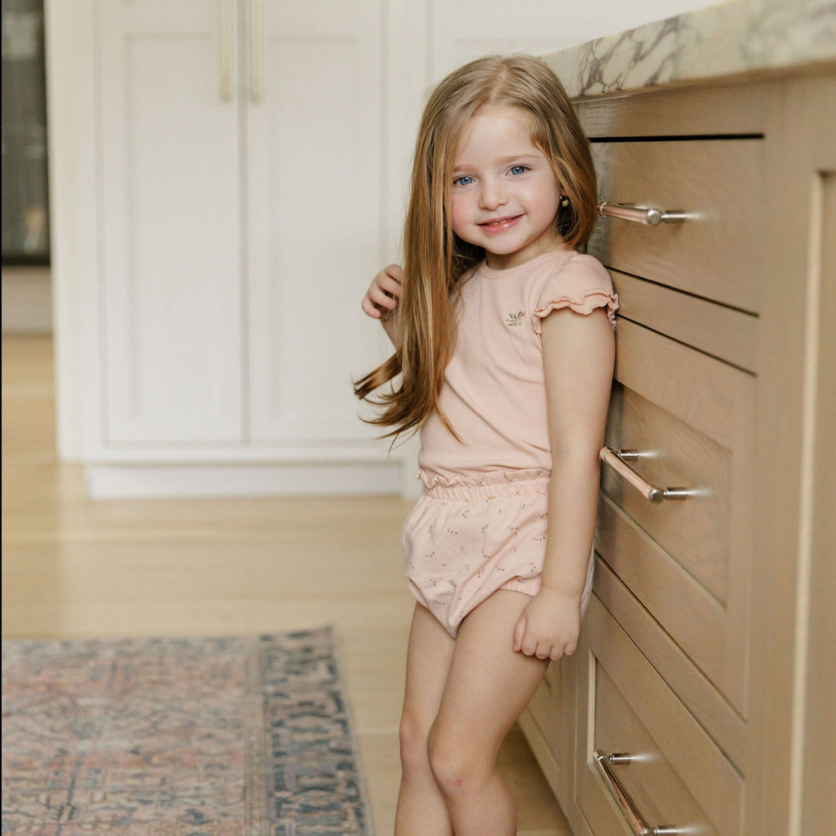 Cotton - Printed Floral - Tshirt & Bloomer - HoneyBug