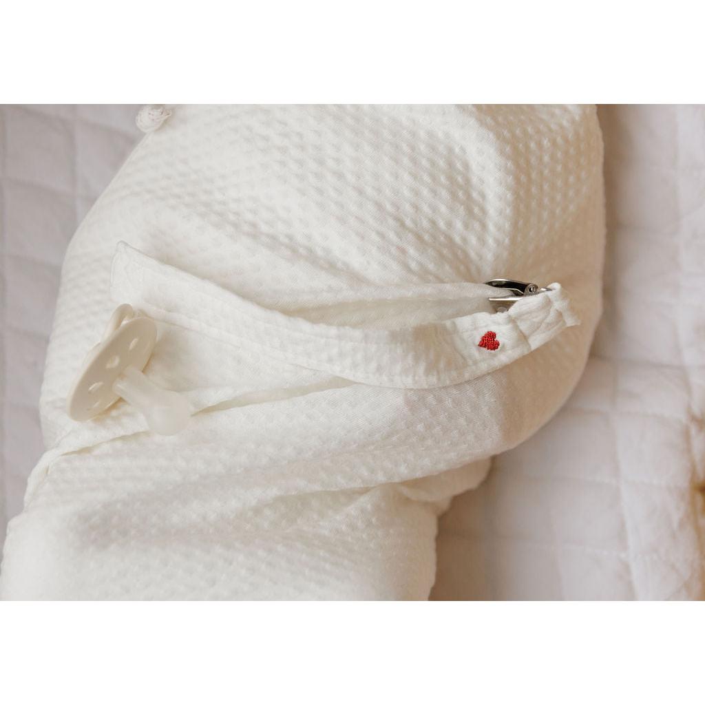 Cotton Paci Clip - Embroidered Heart and Star Collection - HoneyBug