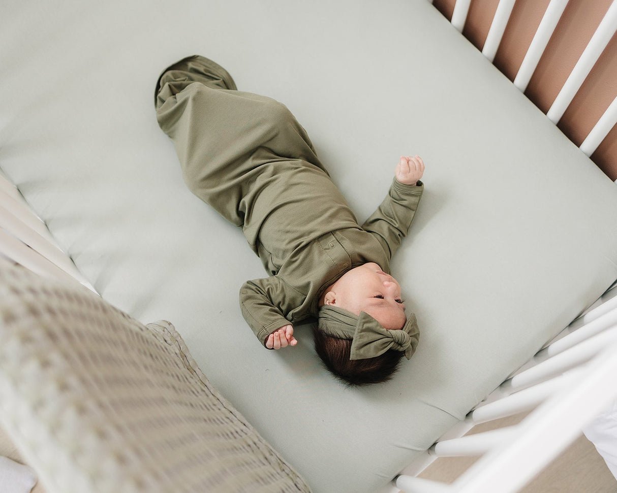 Sage Bamboo Stretch Crib Sheet - HoneyBug