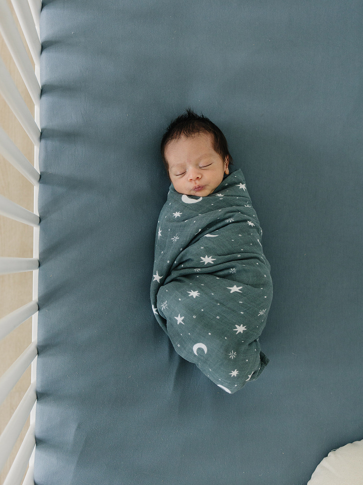 Dusty Blue Bamboo Stretch Crib Sheet - HoneyBug