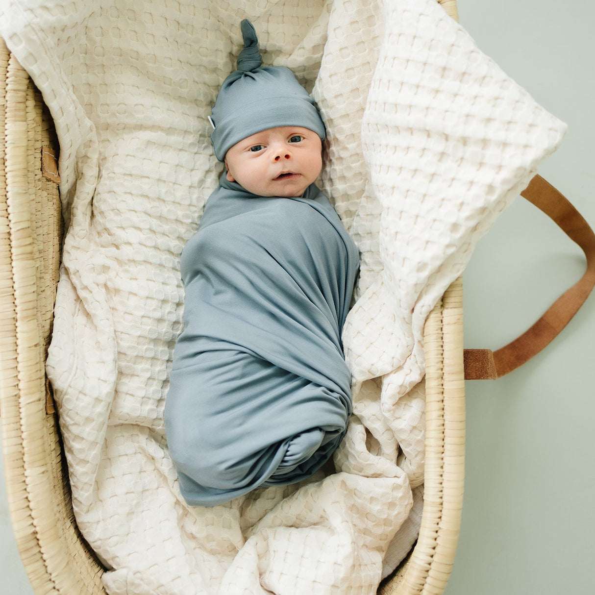 Dusty Blue Bamboo Stretch Swaddle - HoneyBug