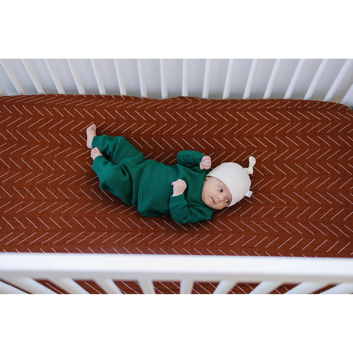 Rust Mudcloth Muslin Crib Sheet - HoneyBug