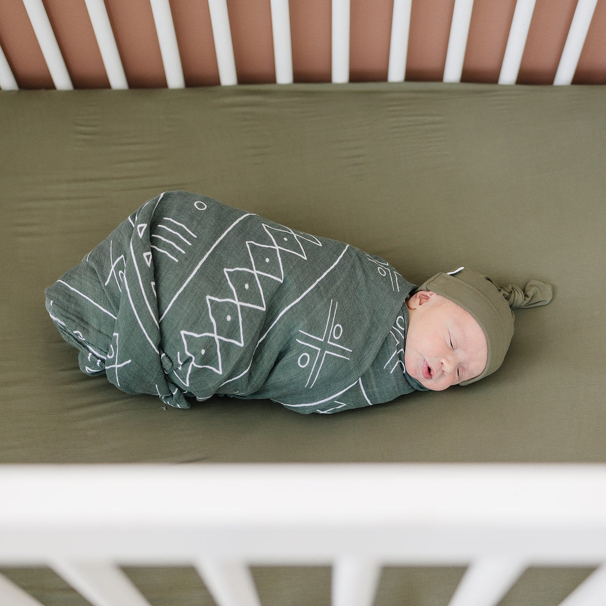 Olive Bamboo Stretch Crib Sheet - HoneyBug