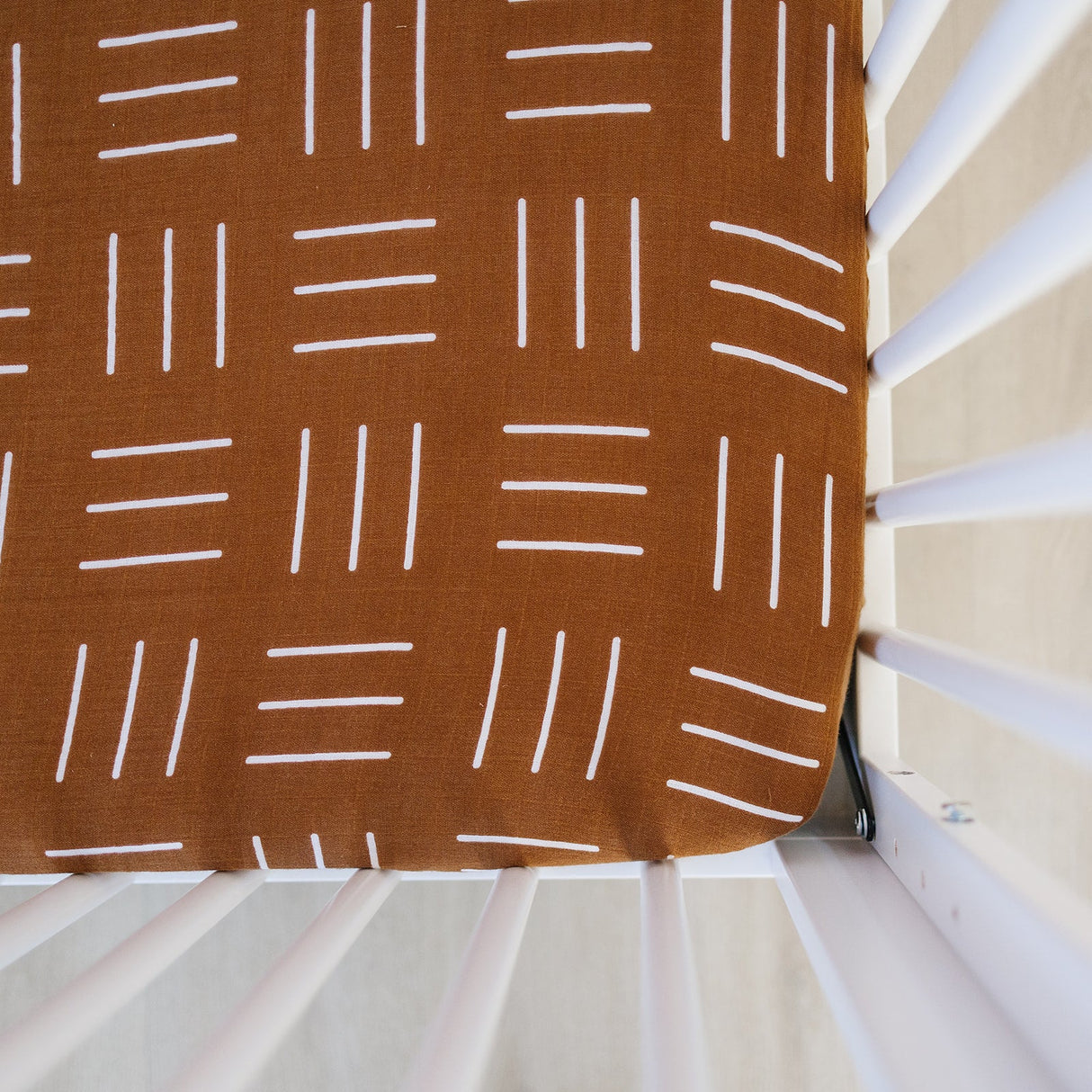 Mustard Mudcloth Muslin Crib Sheet - HoneyBug