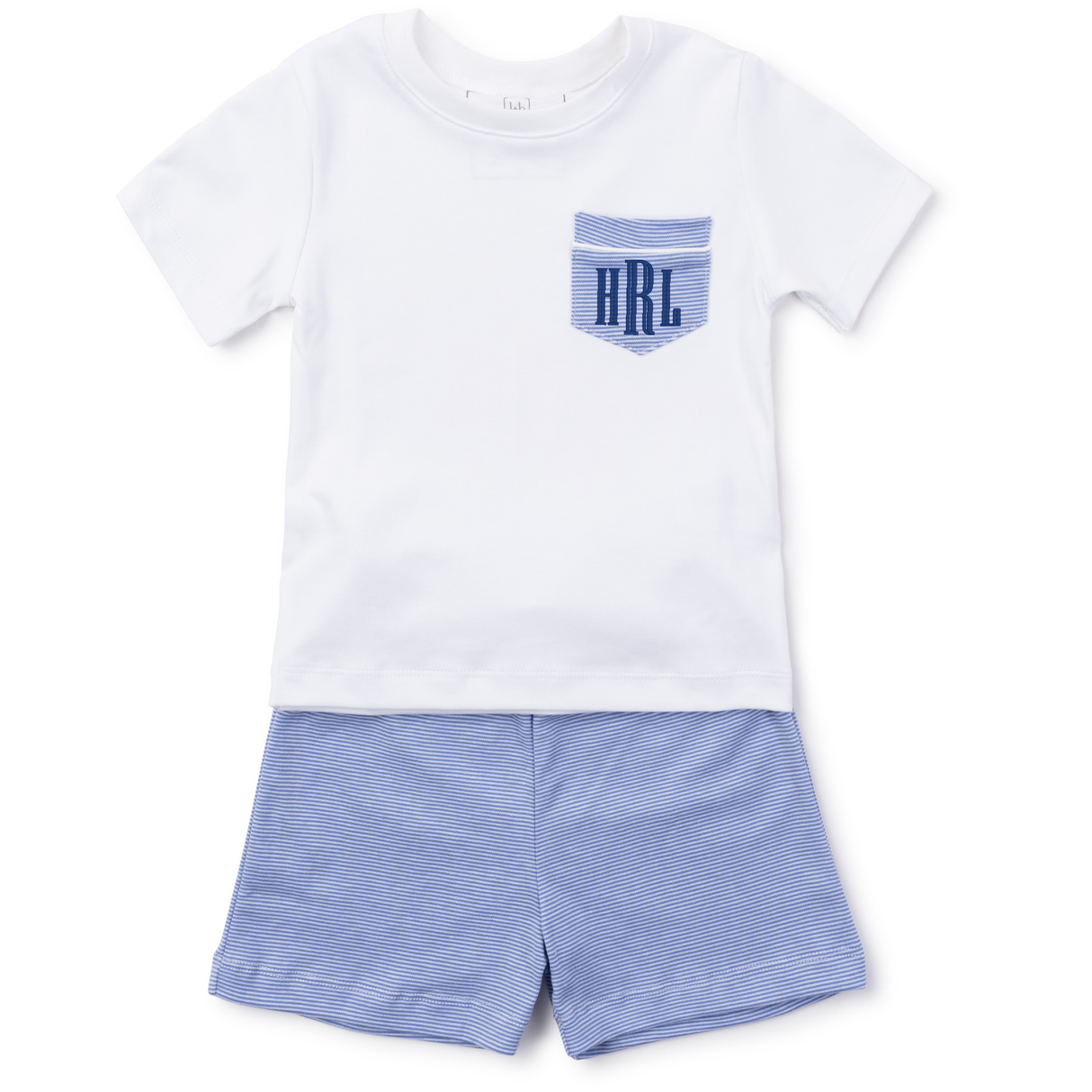 Charles Boys' Short Set - Blue Stripes - HoneyBug