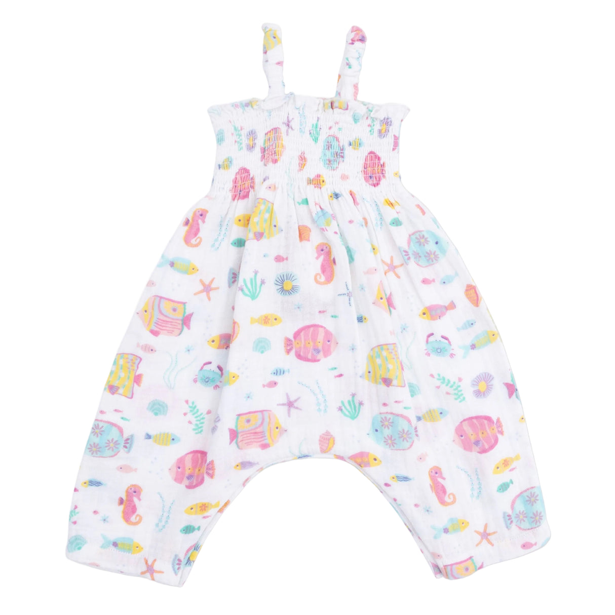 Sunny Coral Reef Fish - Smocked Romper