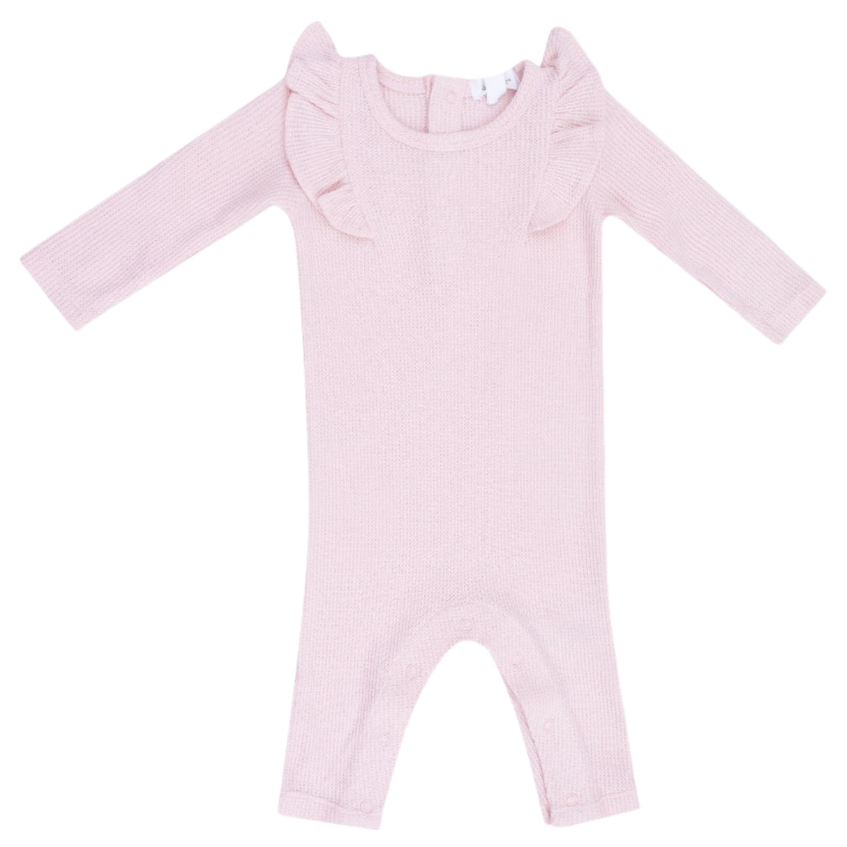 Long Sleeve Ruffle Romper - Veiled Pink - HoneyBug