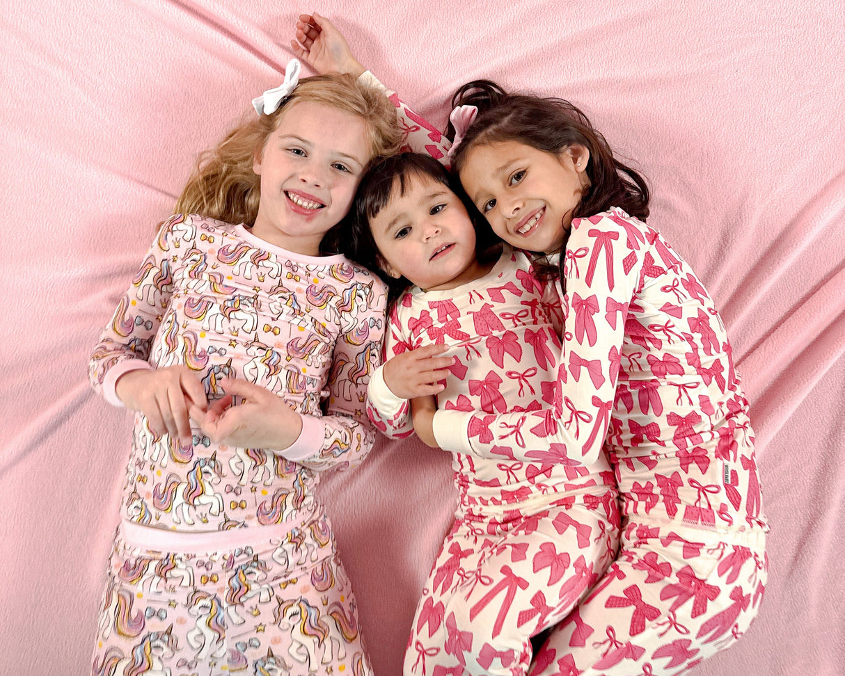 Hot Pink Bow | Two-Piece Pajama Set - HoneyBug