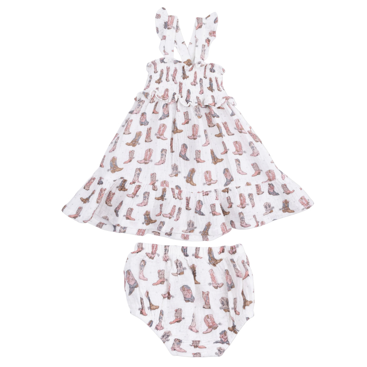 Cowgirl Boots - Smocked Ruffle Sundress & Bloomer