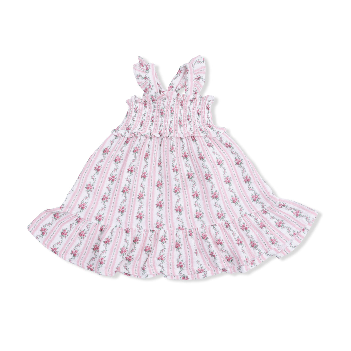 Winding Roses Stripe - Smocked Ruffle Sundress & Bloomer